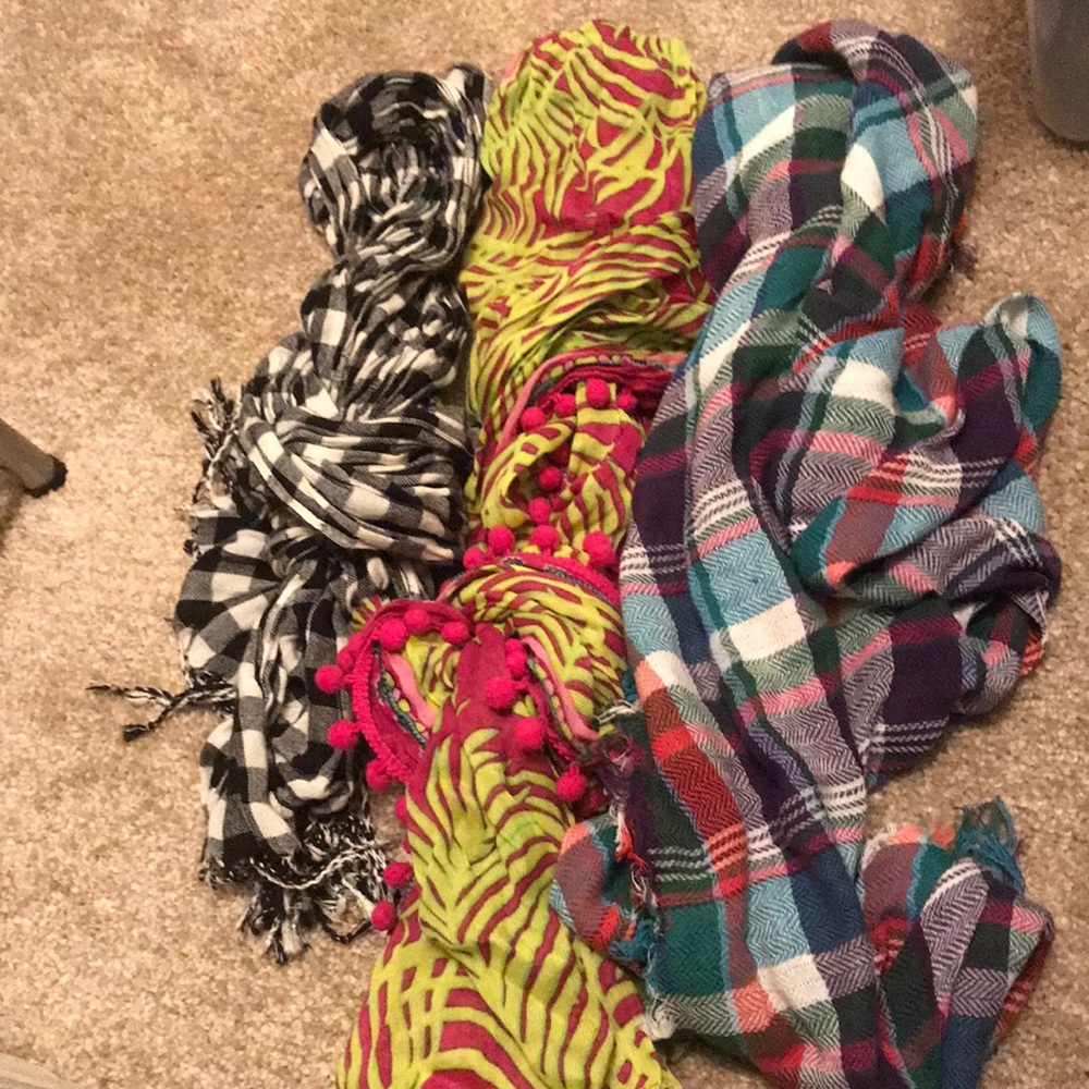 three fall scarves fro american eagle & j crew